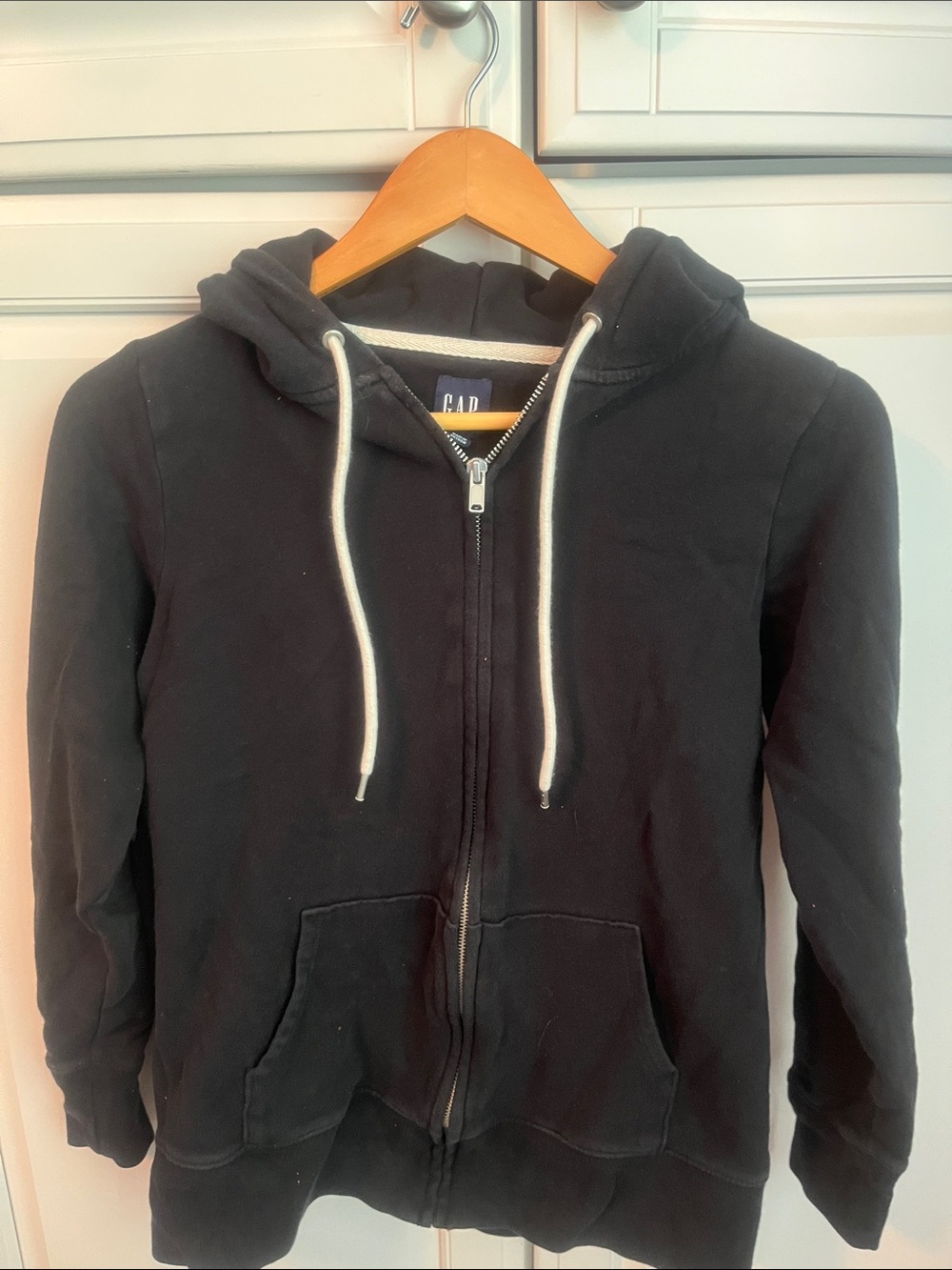 GAP Black Hoodie with White Drawstrings